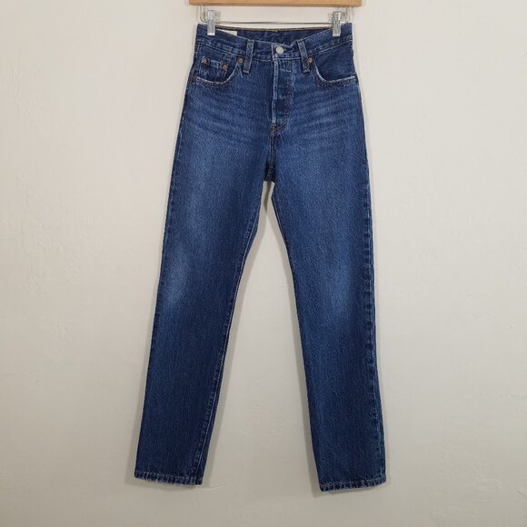 Levi's 501 Premium High Rise Button Fly Jens Blue Size 23 - Picture 1 of 9